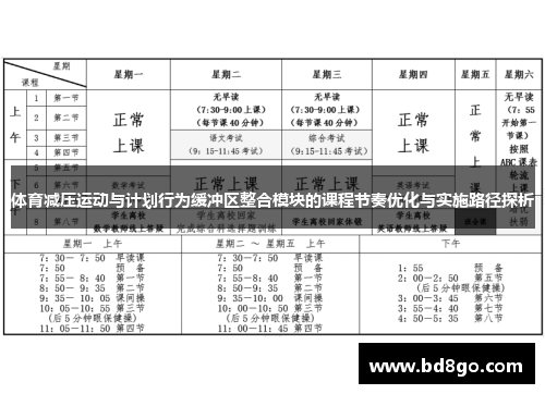 体育减压运动与计划行为缓冲区整合模块的课程节奏优化与实施路径探析